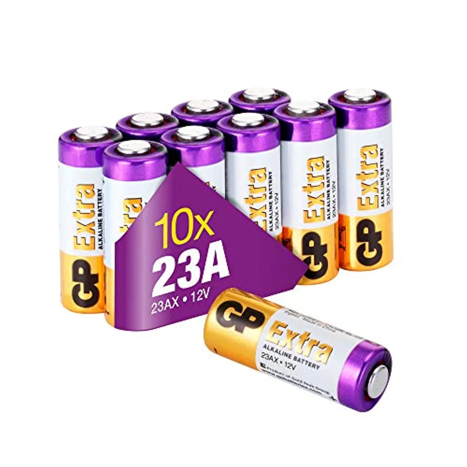 23A 12V - Set da 10 Batterie | GP Extra | Pile Alcaline Specialistiche 23 A / MN21 /A23 - Lunga Durata