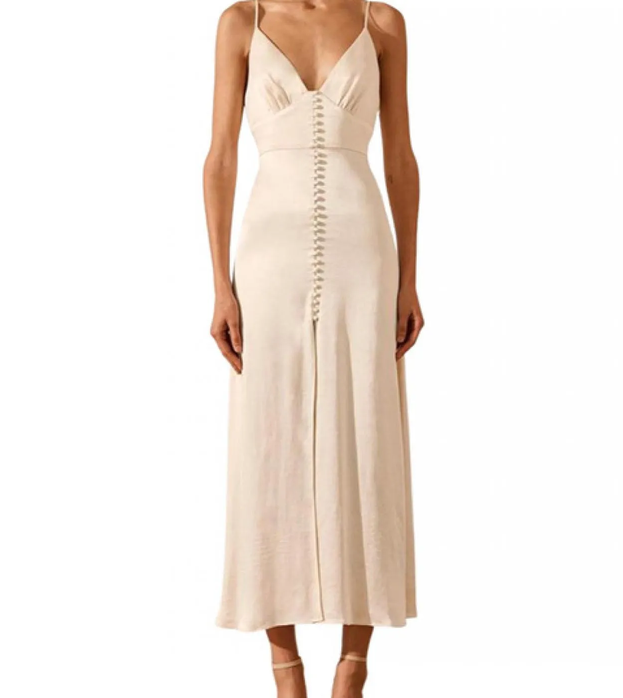 Abito da donna casual con scollo a V, senza maniche, aderente, senza schienale, gonna lunga con spacco a vita alta