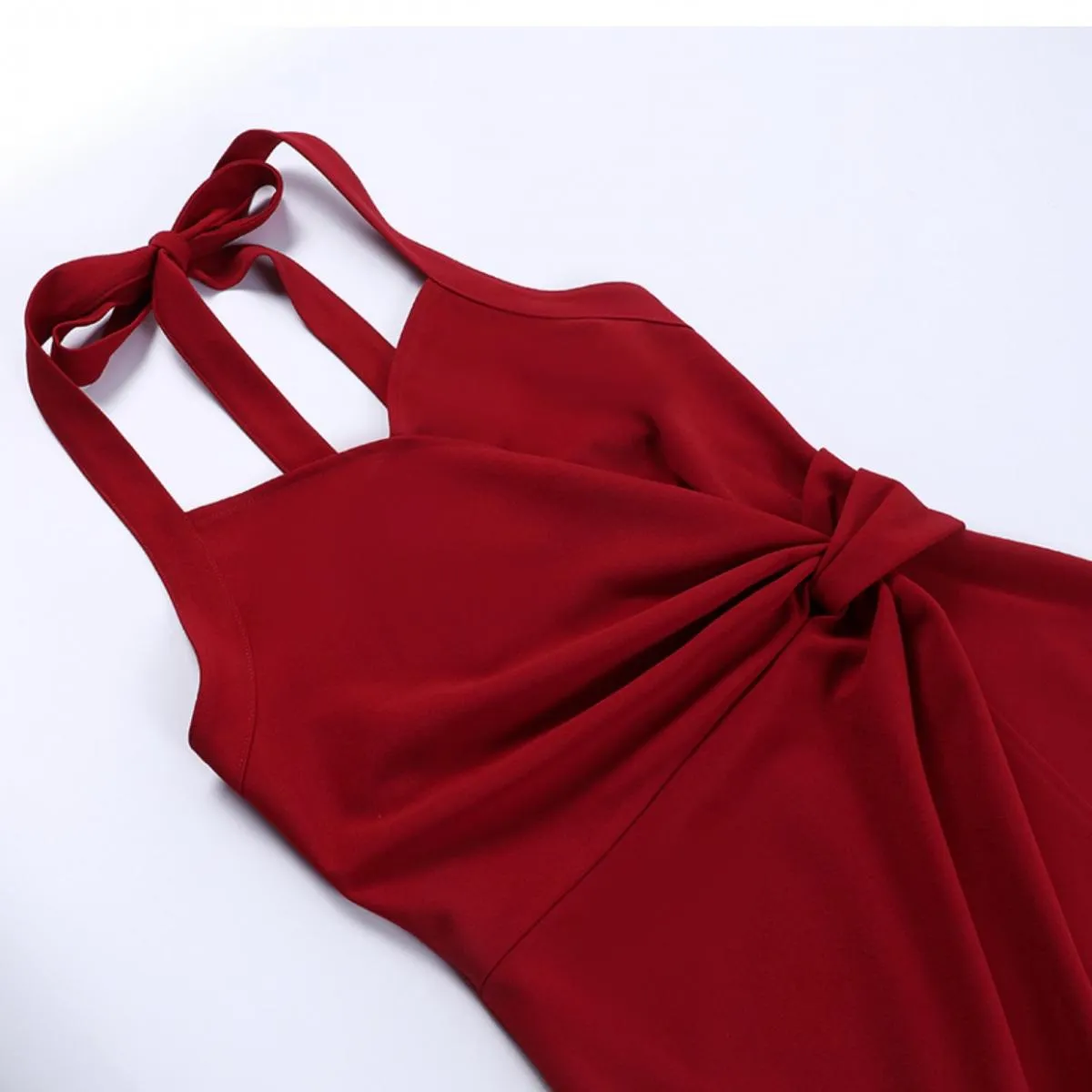 Abito estivo con fasciatura tubino Abito da donna con scollo all'americana Twist Lerrgular Abiti midi aderenti con intaglio Abit