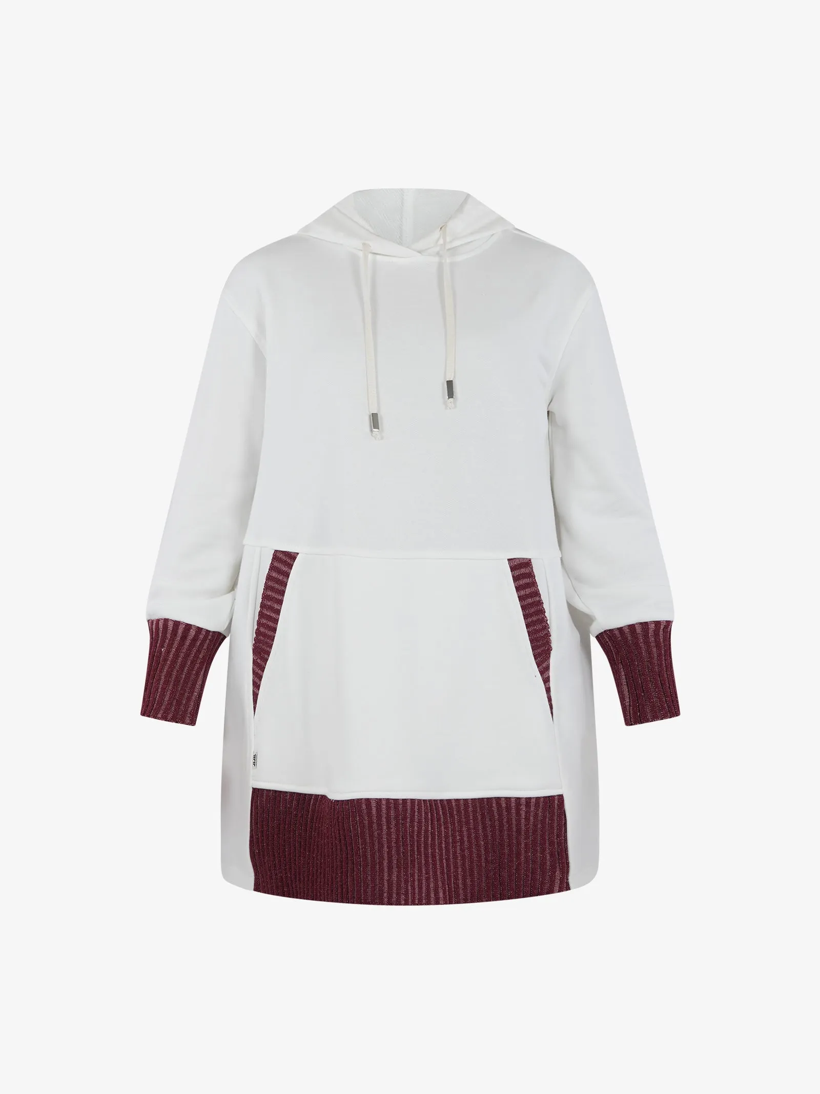 Abito midi con cappuccio donna cotone panna