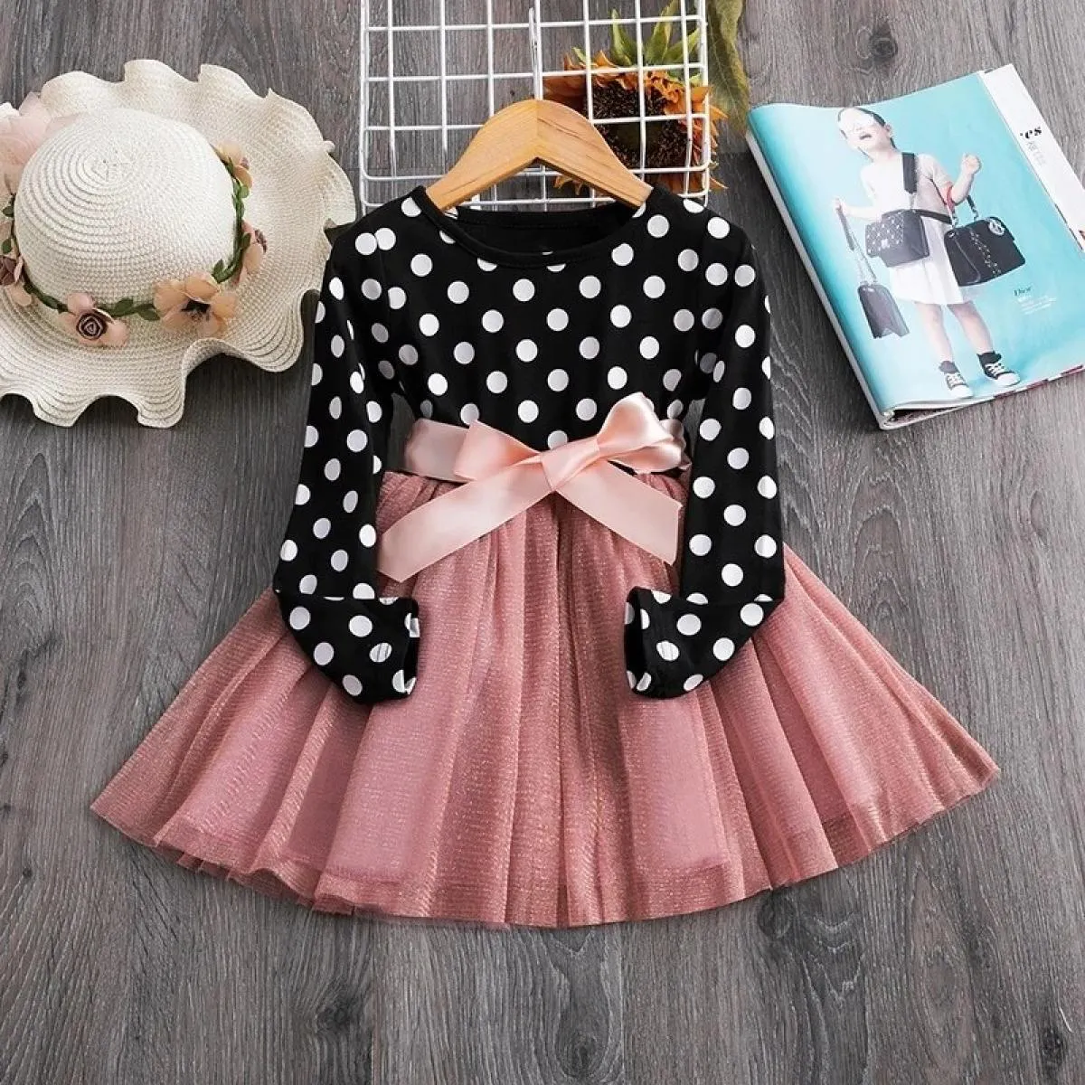 Abito per ragazze Abbigliamento per bambini Autunno Inverno Abito a maniche lunghe Abito per festa di compleanno Gonna soffice a