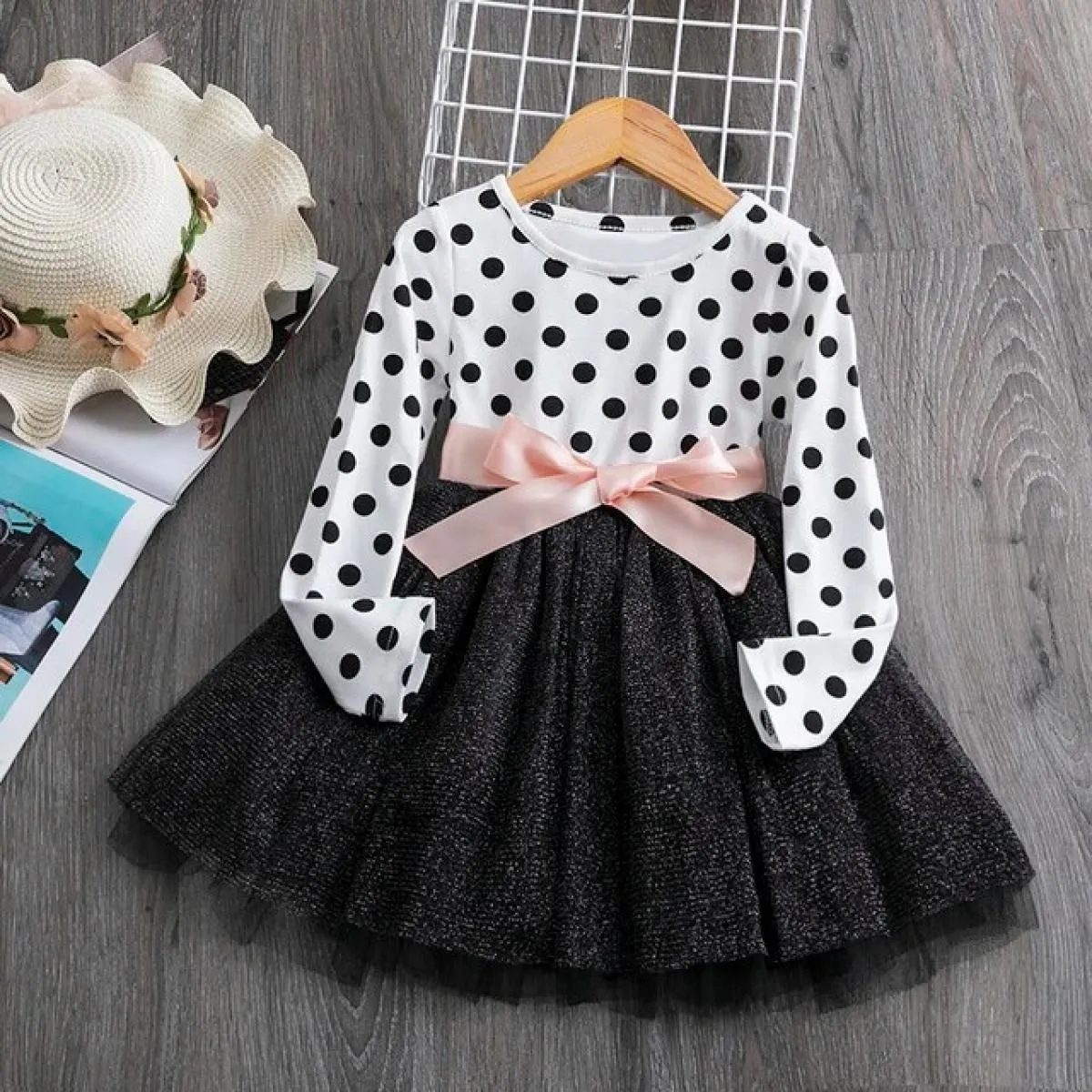Abito per ragazze Abbigliamento per bambini Autunno Inverno Abito a maniche lunghe Abito per festa di compleanno Gonna soffice a