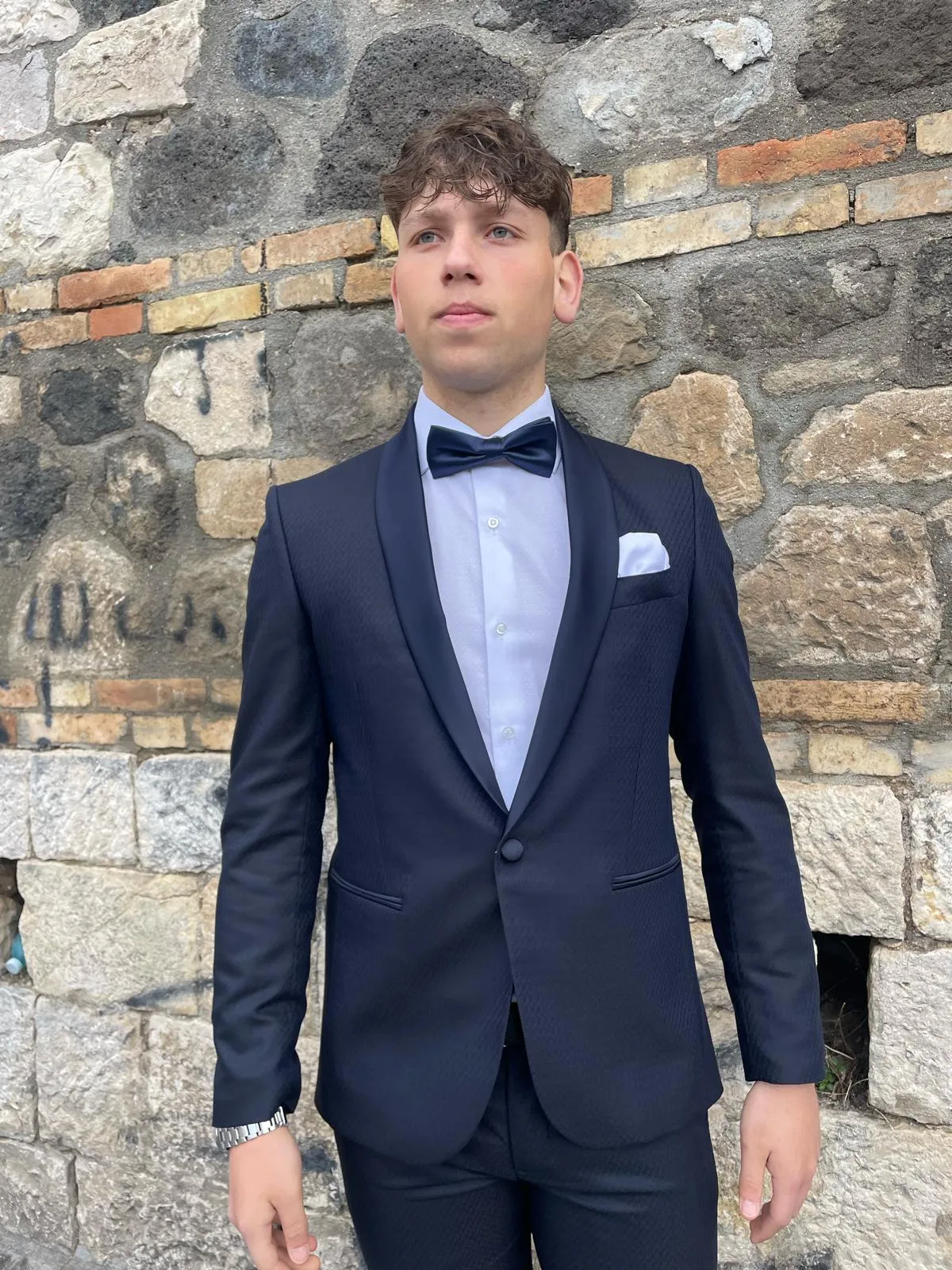 Abito smoking 2 pezzi mod Mertens S 17 Milanotessuto damascato elegante