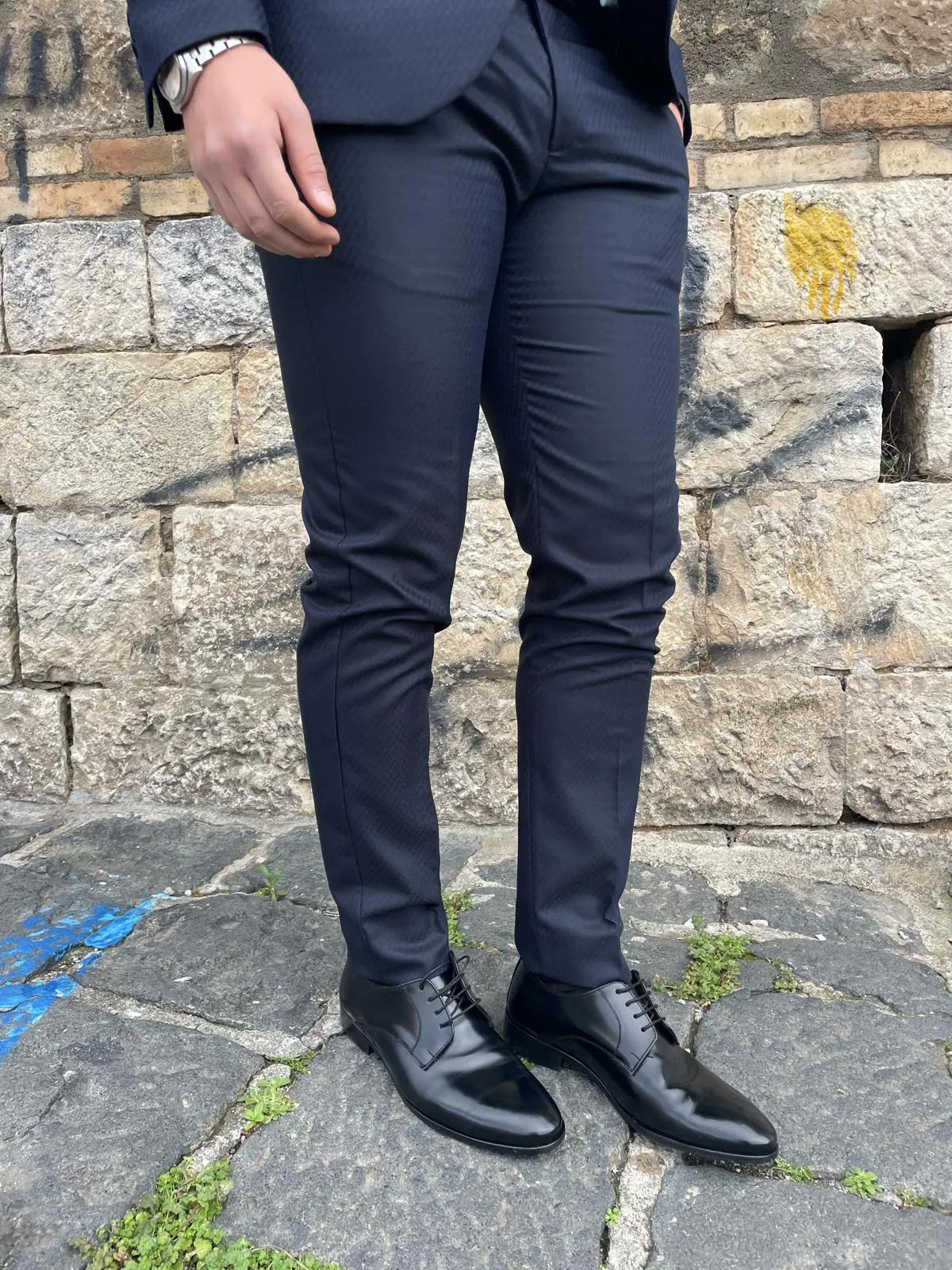 Abito smoking 2 pezzi mod Mertens S 17 Milanotessuto damascato elegante