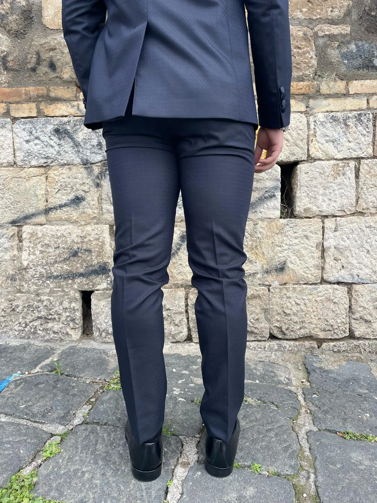 Abito smoking 2 pezzi mod Mertens S 17 Milanotessuto damascato elegante