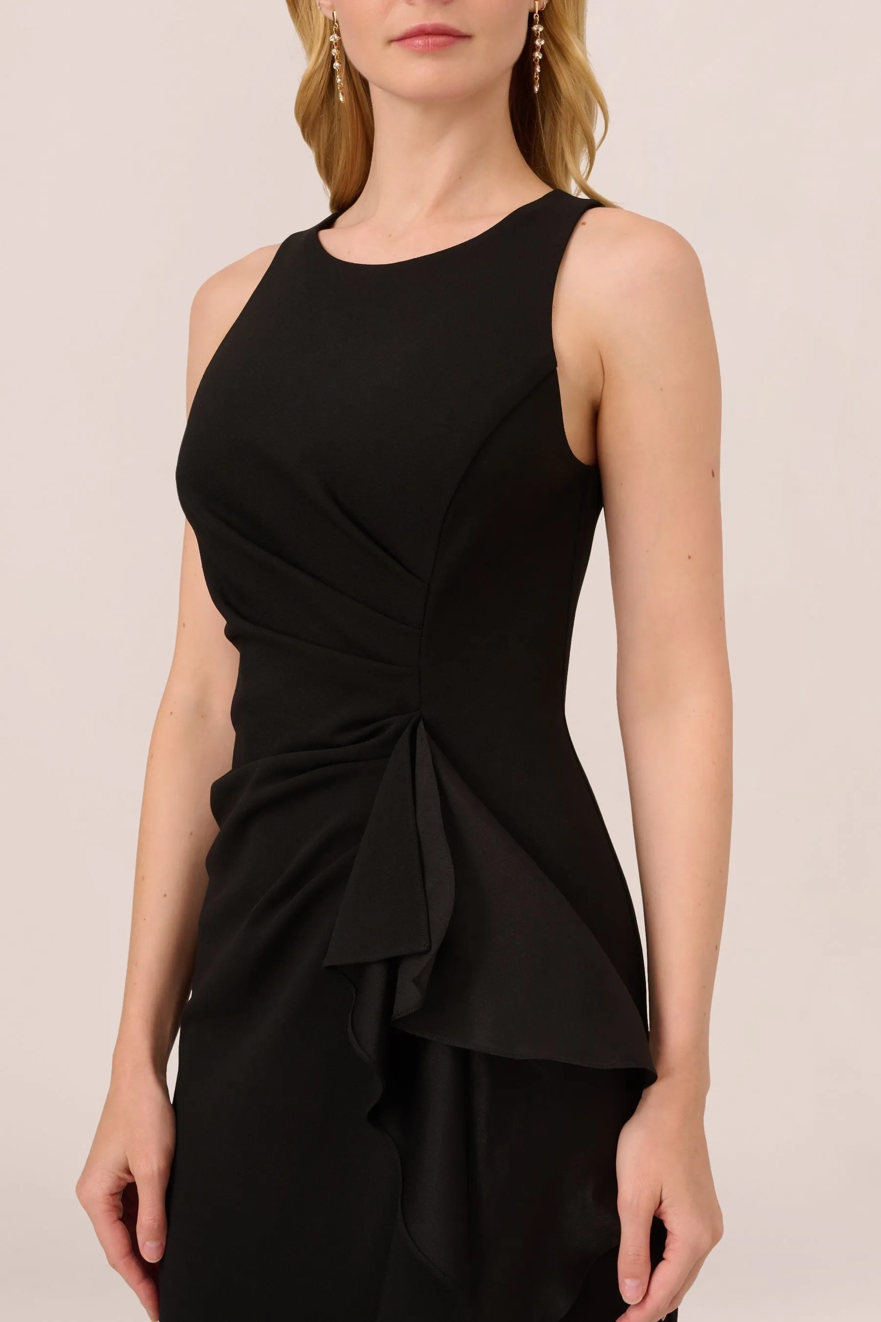 Adrianna Papell Ruches - con scollo all'americana Nero in crêpe - Vestaglia