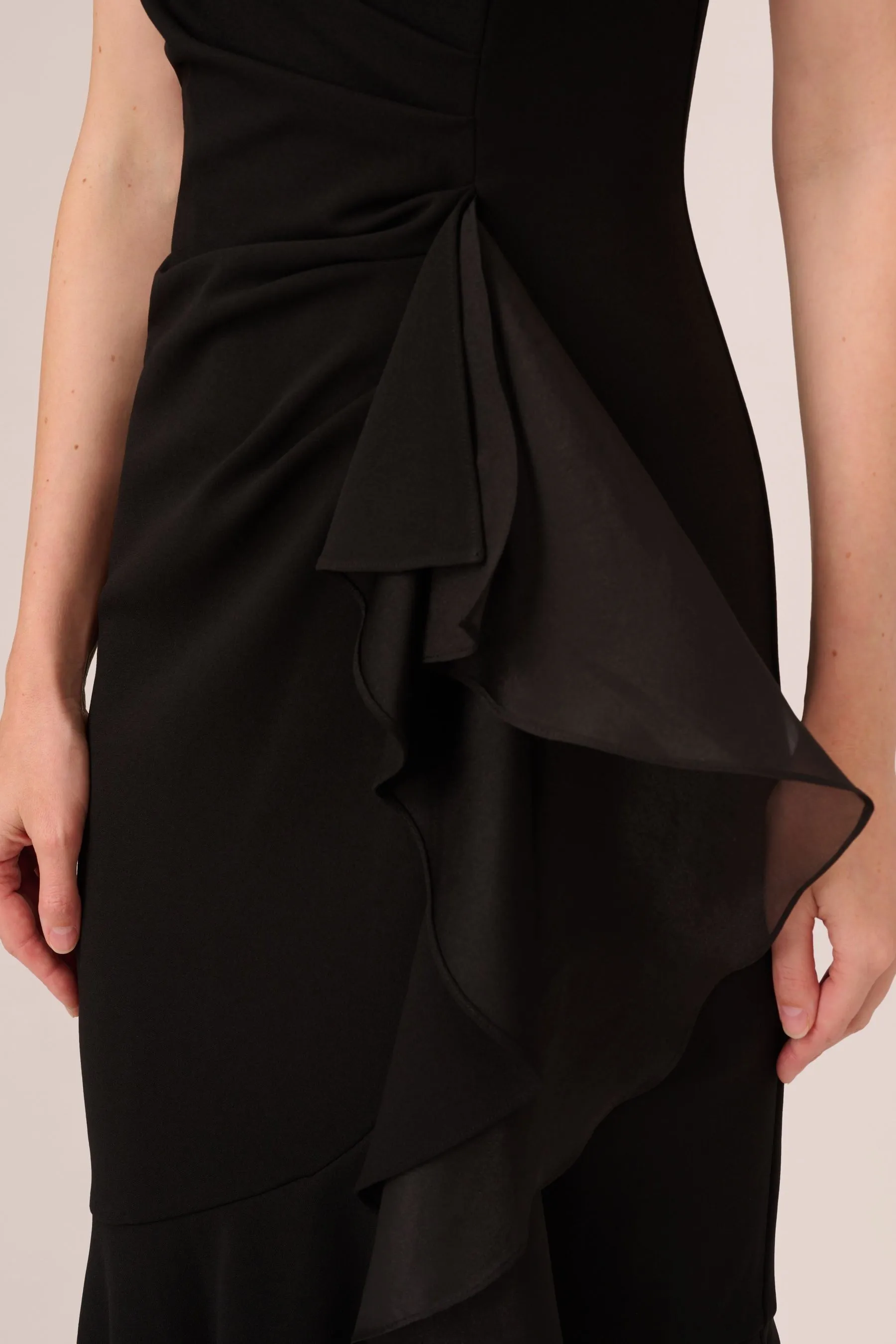 Adrianna Papell Ruches - con scollo all'americana Nero in crêpe - Vestaglia