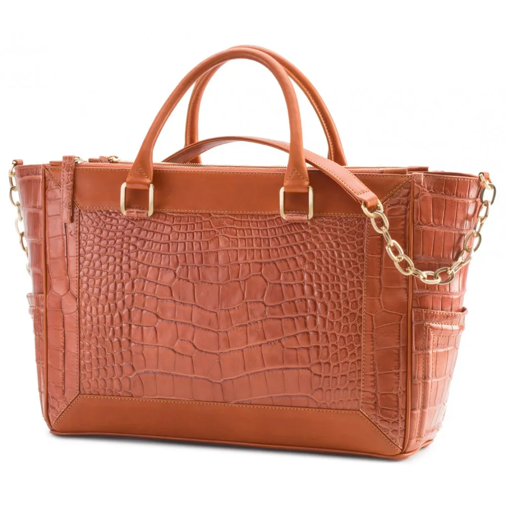 Aleksandra Badura - Ladylike Medium Bag - Borsa in Alligatore e Vitello - Tangerine - Borsa in Pelle di Alta Qualità Luxury