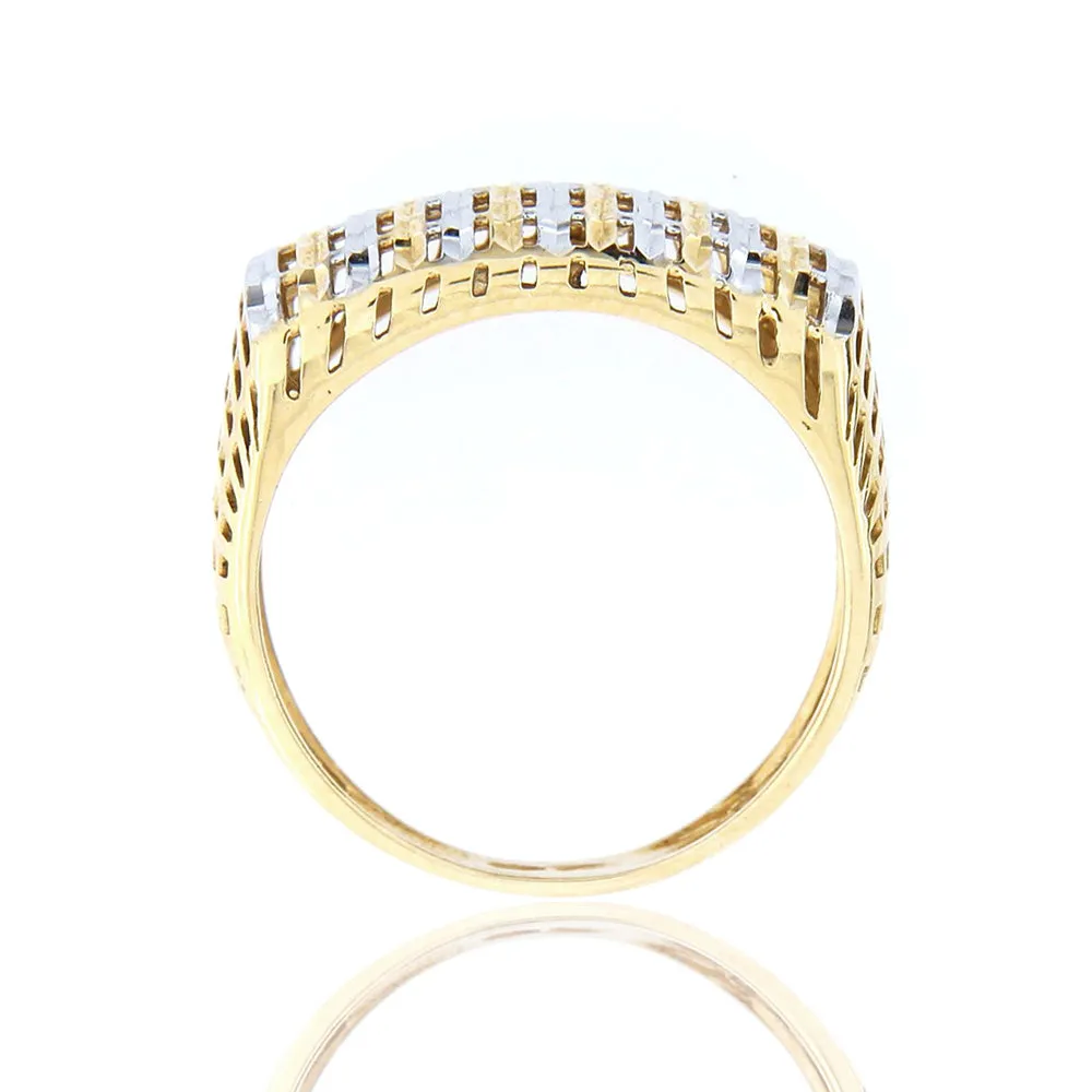 Anello Donna in Oro Giallo e Bianco Diamantato