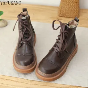 Autunno Inverno Caldo Stivali Da Donna Stile College Letterario Con Suola Morbida Antiscivolo Stivaletti Per Studenti Mori Retro