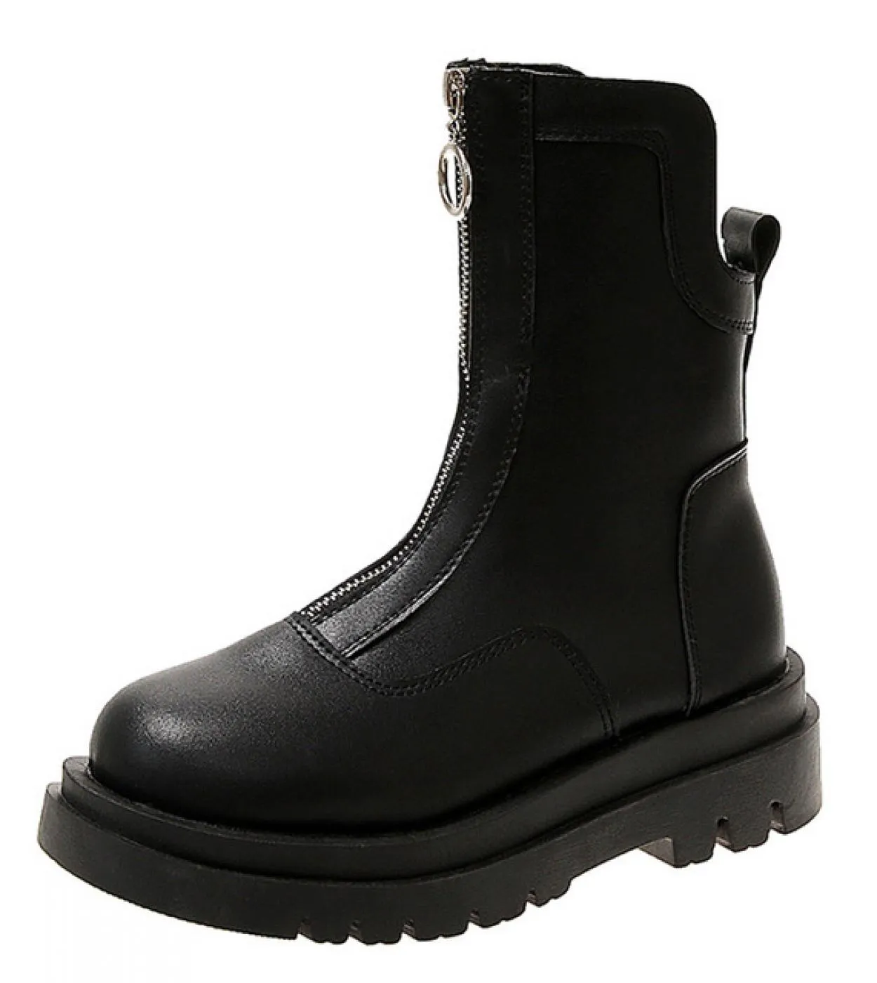 Autunno nuovi stivaletti donna 2022 moda punta tonda tacco spesso piattaforma cerniera stivali corti britannici scarpe da donna