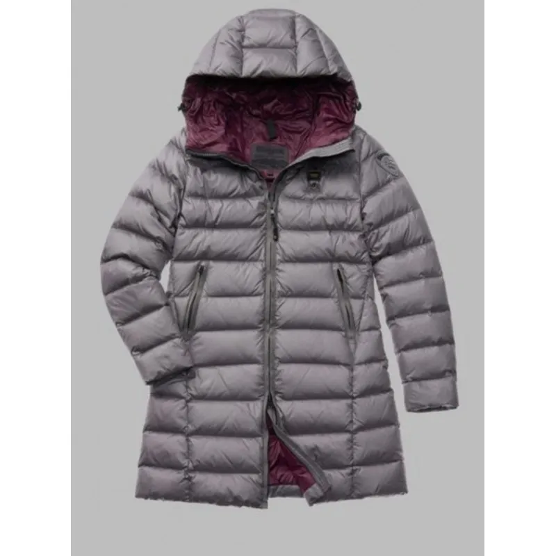 BLAUER piumino imbottito piuma Patsy GRIGIO FERRO interno VINACCIA