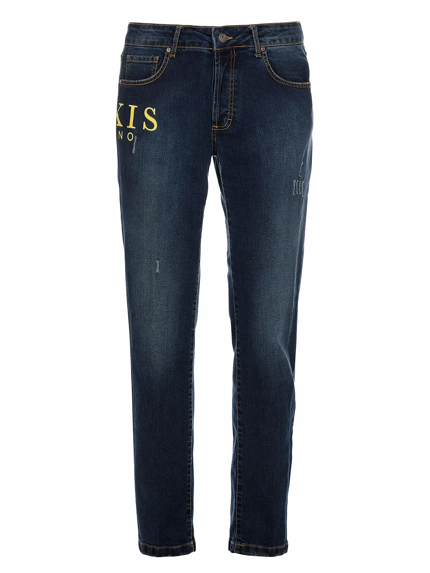 Blue Drainpipe Jeans for Men Slim Fit