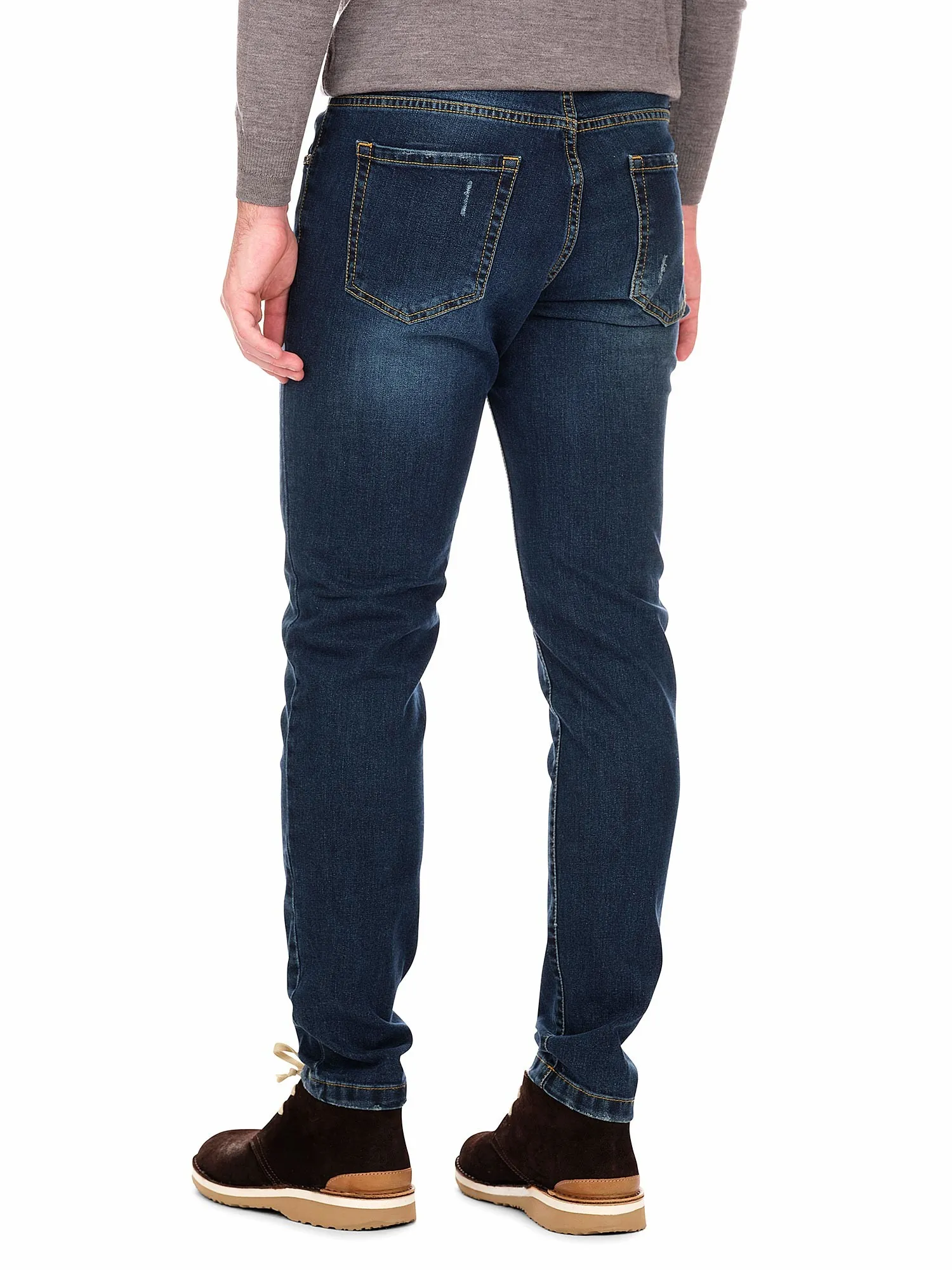 Blue Drainpipe Jeans for Men Slim Fit
