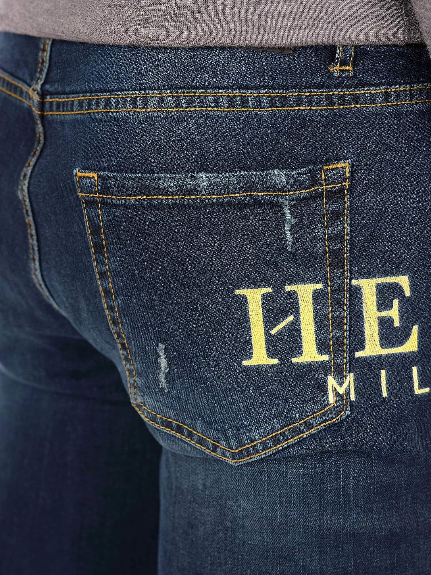 Blue Drainpipe Jeans for Men Slim Fit