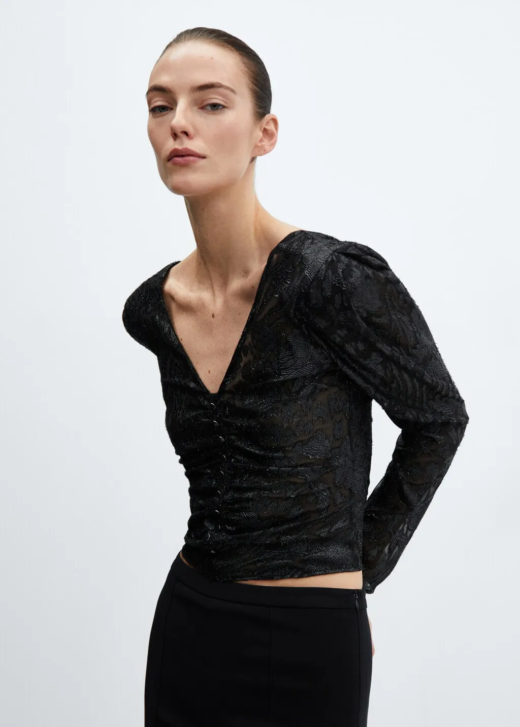 Blusa jacquard lurex