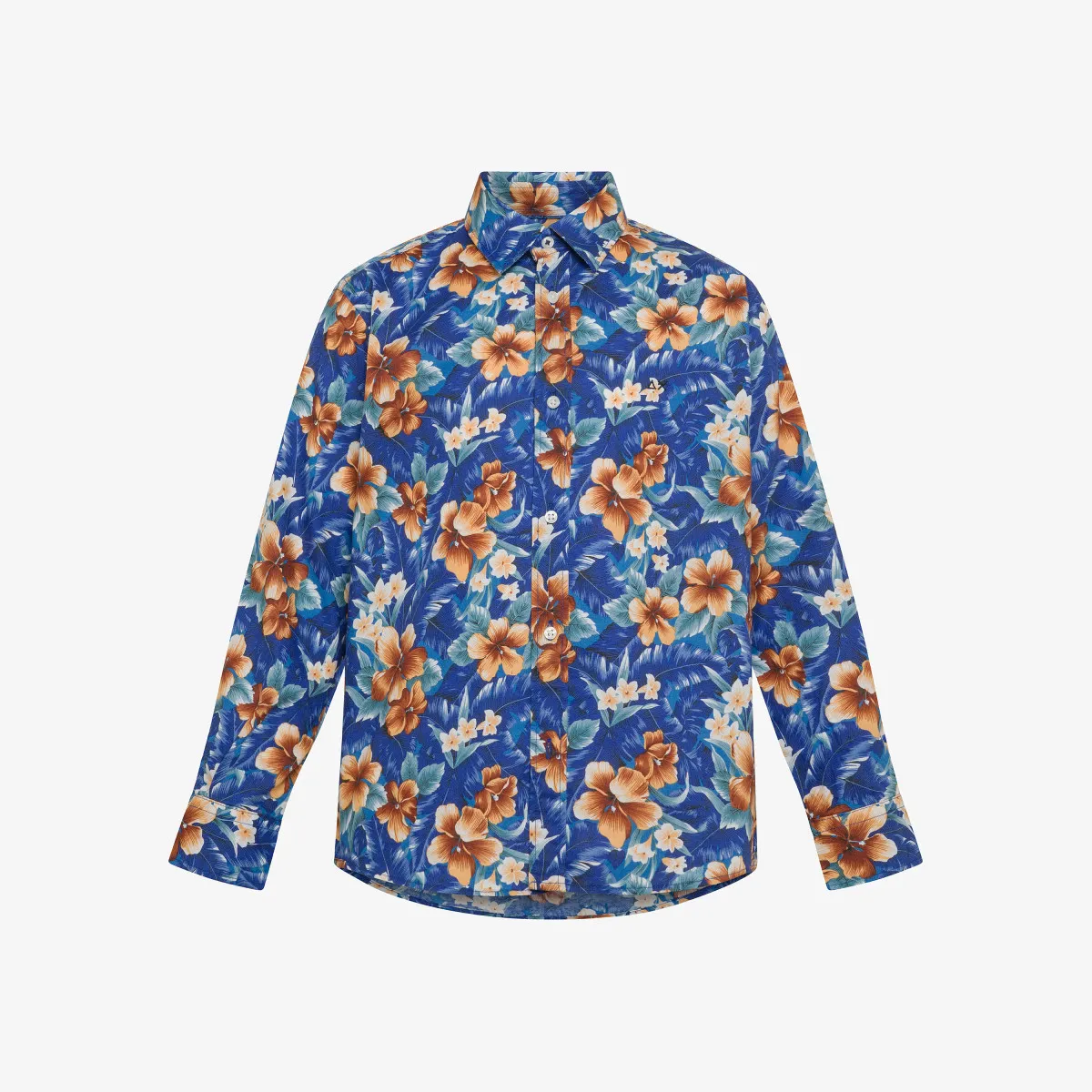 BOY'S SHIRT FANCY FLOWER L/S NAVY BLUE