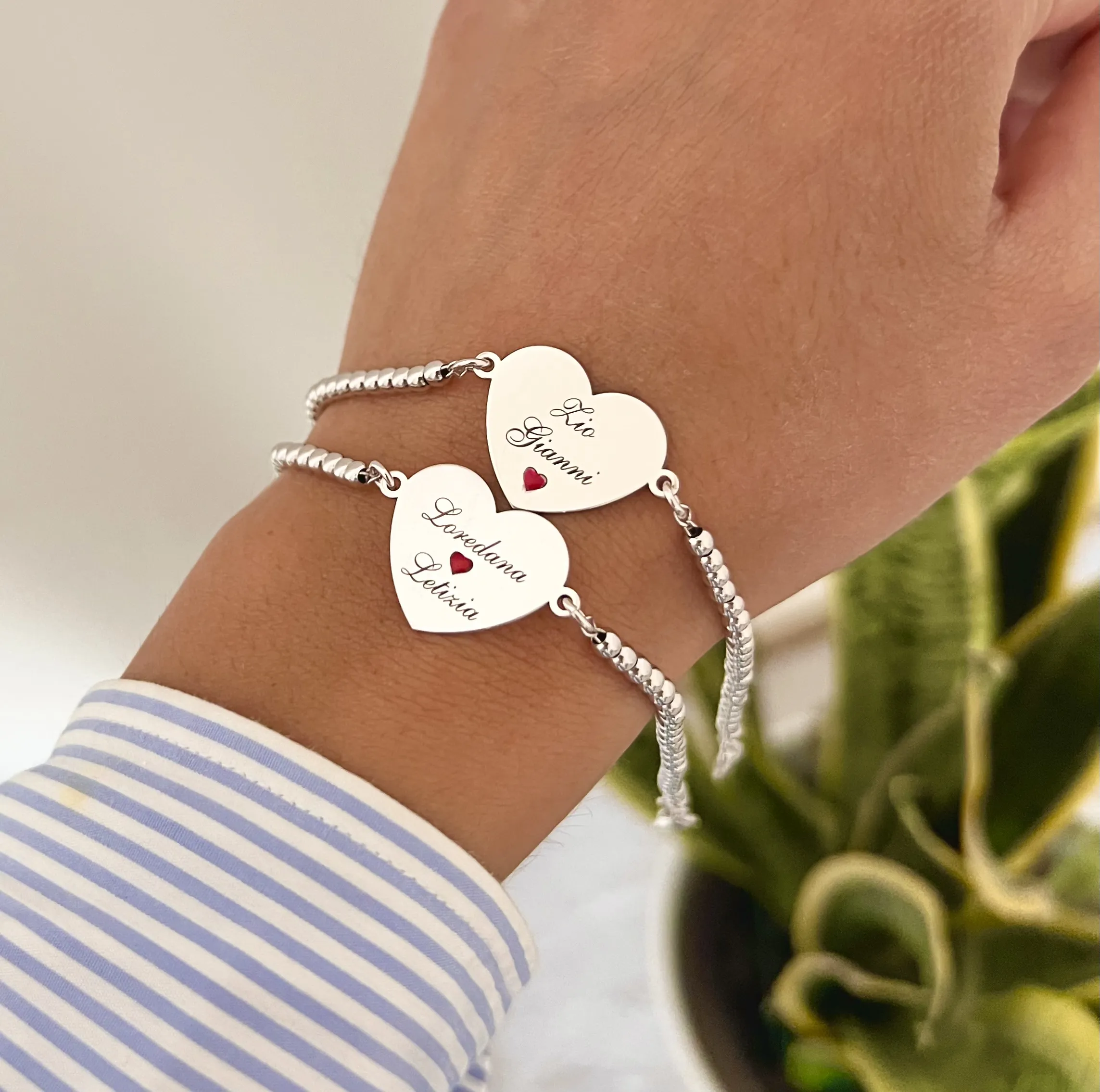 Bracciale cuore e incisone in argento 925
