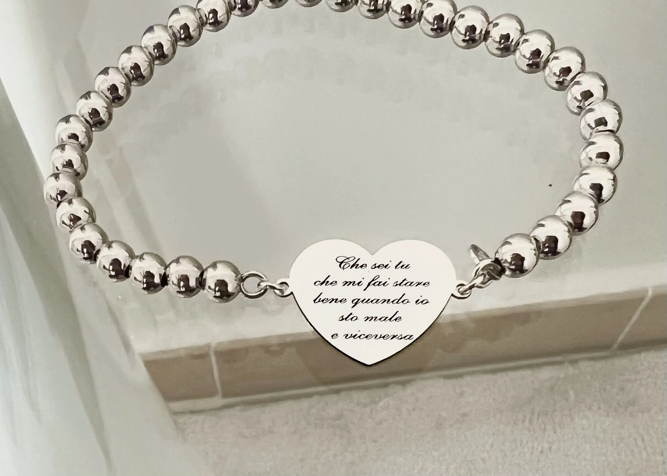 Bracciale cuore e incisone in argento 925