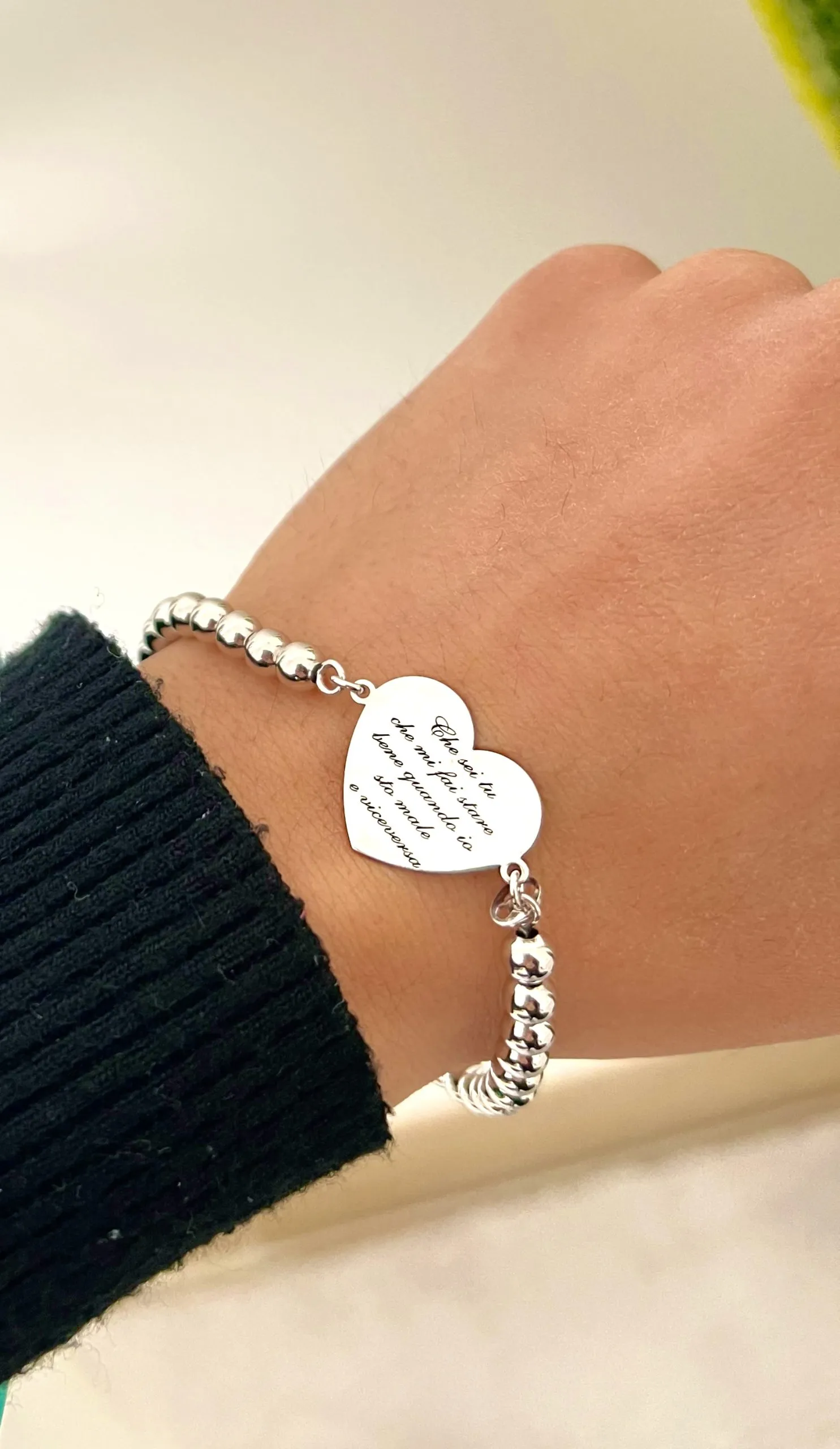 Bracciale cuore e incisone in argento 925