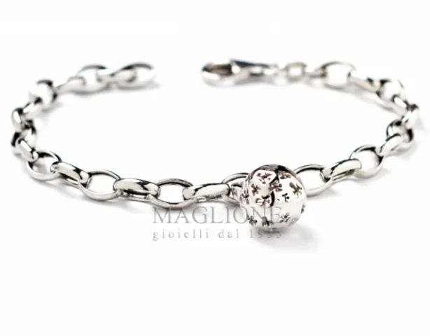 Bracciale Rolò con ciondolo chiama Angeli in argento 925% rodiato bianco