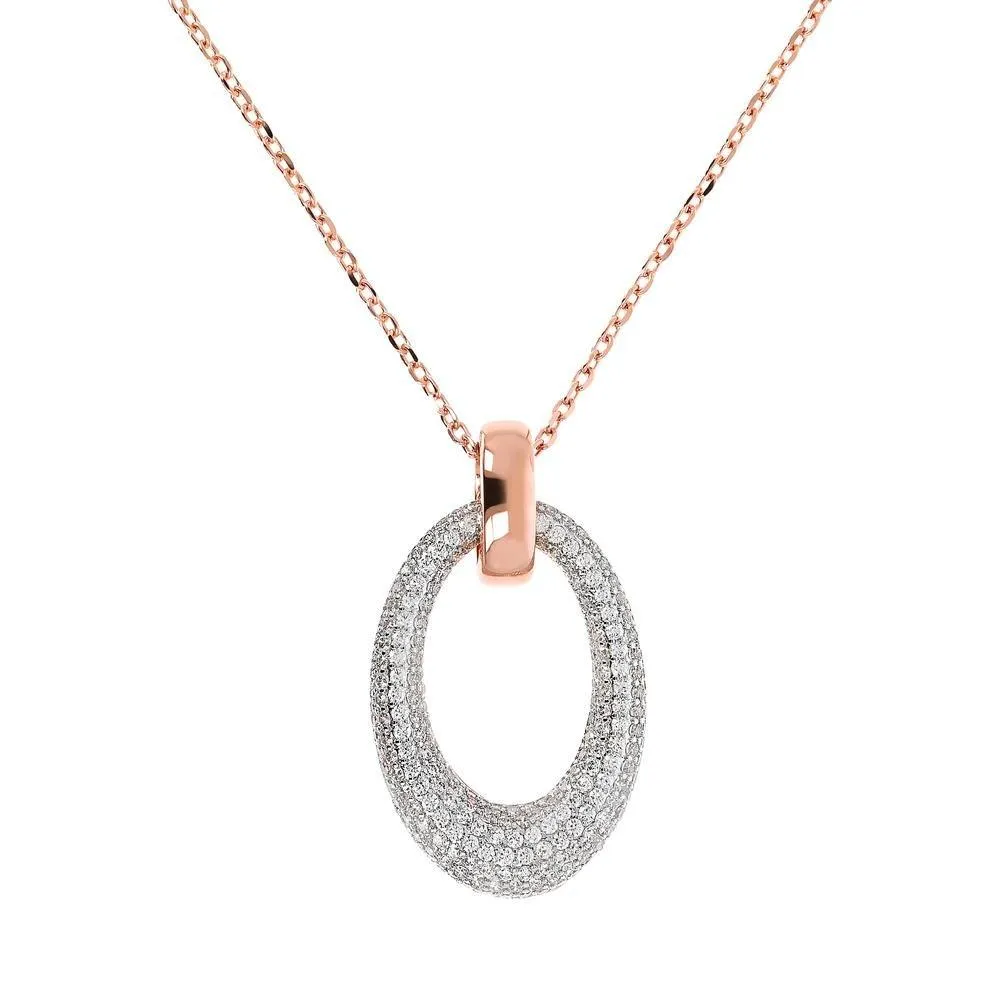 Bronzallure collana ovale pendente pavè