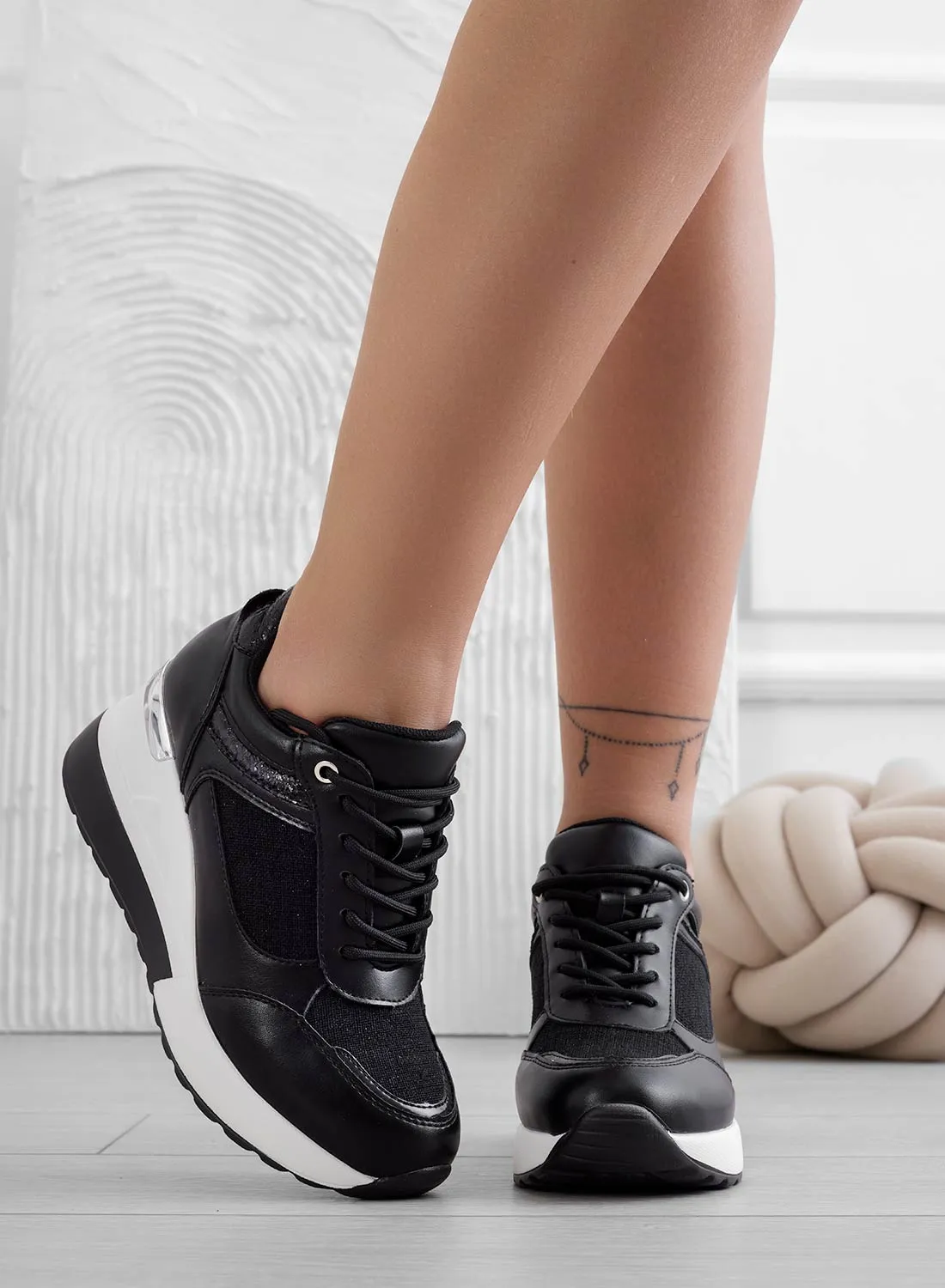 CAIRO - Sneakers nere con inserti in tessuto glitter