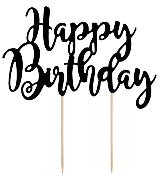 Cake topper Happy Birthday nero 22,5 cm
