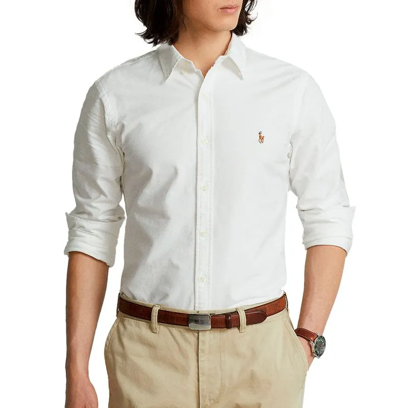 Camicia Oxford Slim Fit bianca con pony 