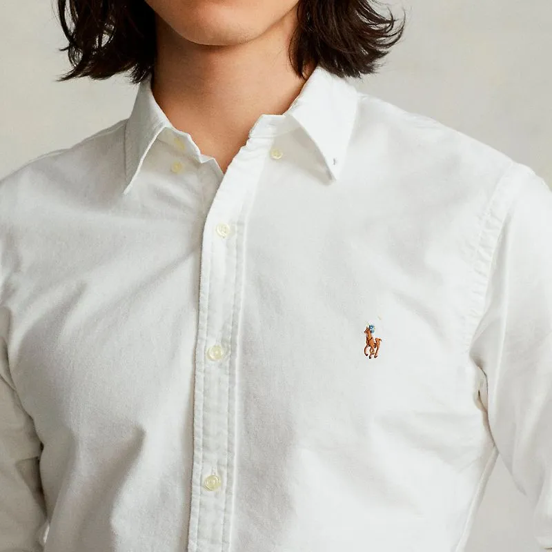 Camicia Oxford Slim Fit bianca con pony 
