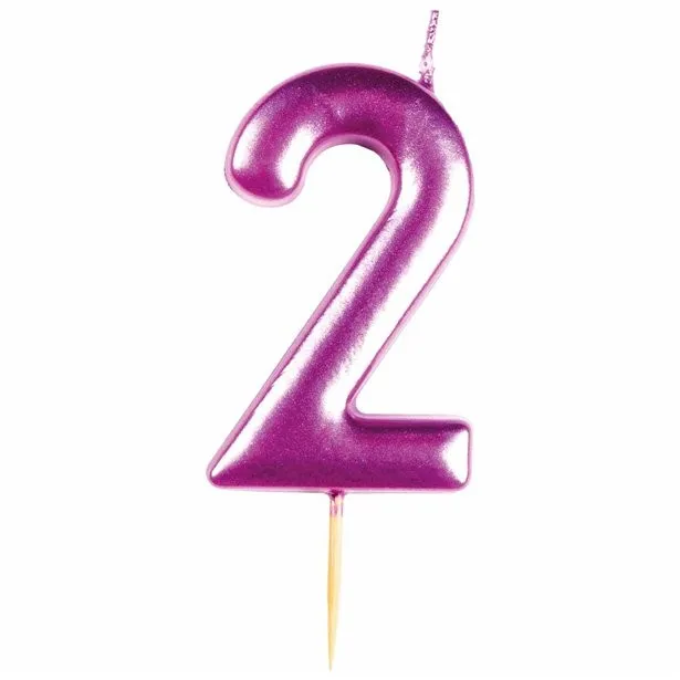 Candela per torta numero 2 rosa metallizzato
