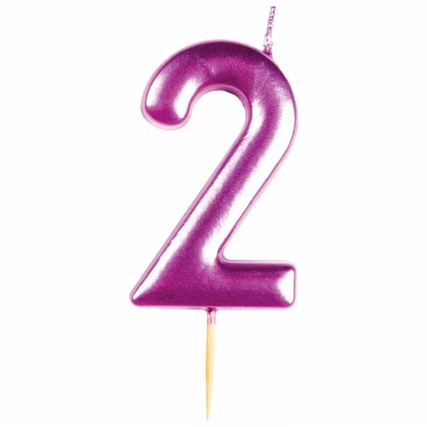 Candela per torta numero 2 rosa metallizzato