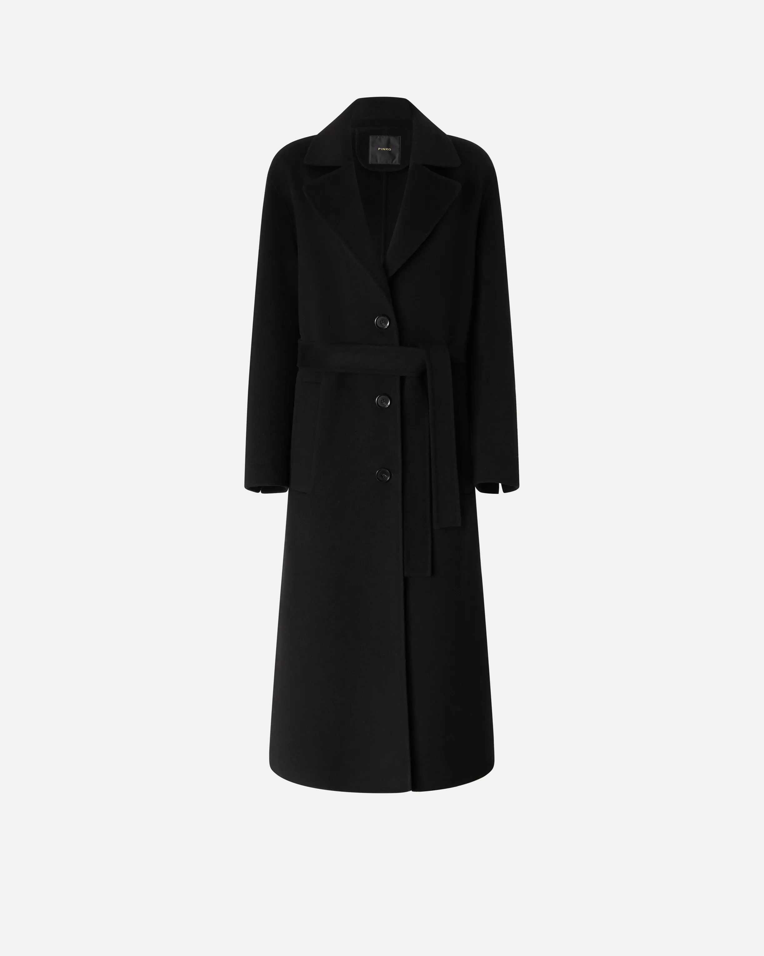  Cappotto lungo con cintura in panno doppio    