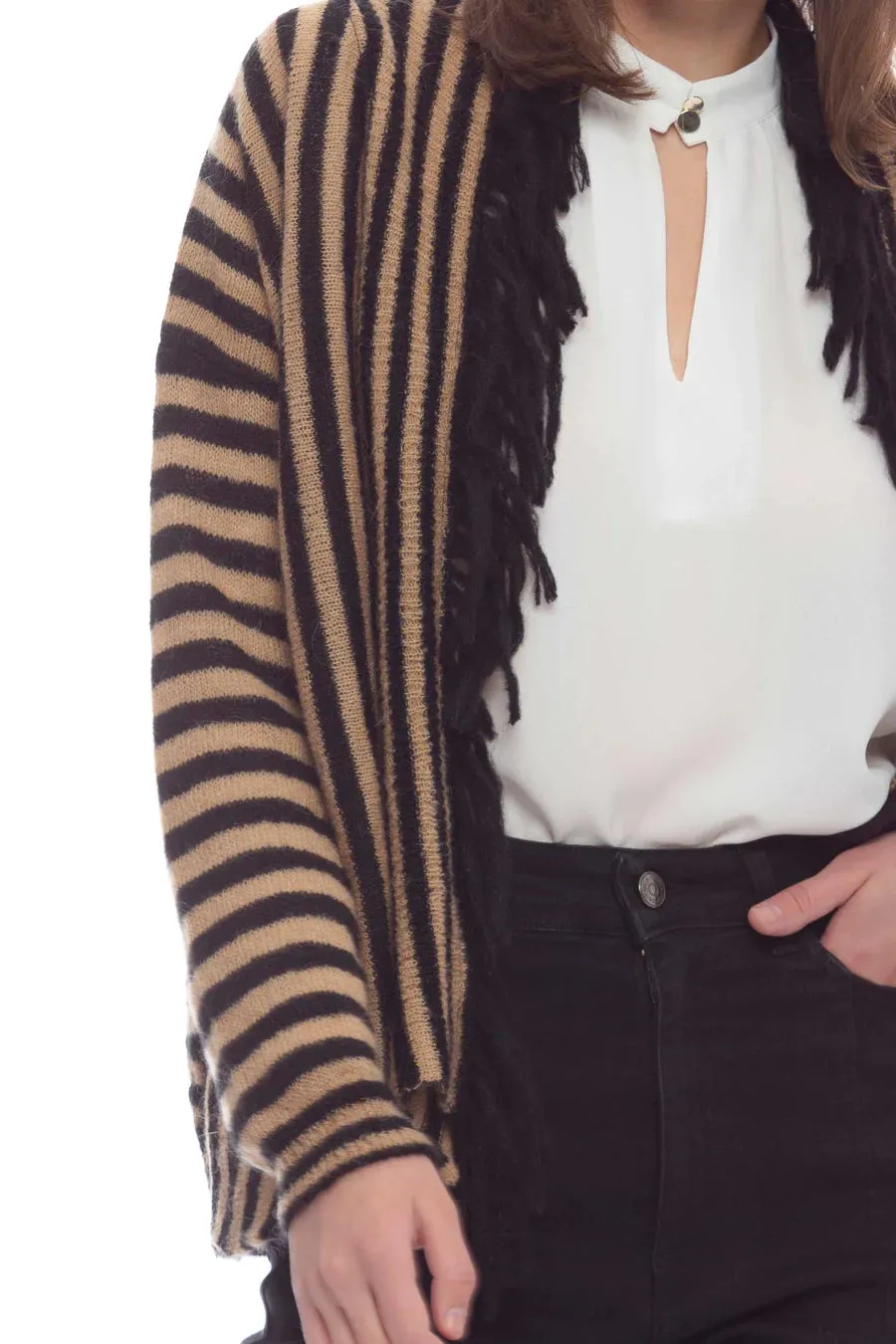 Cardigan kocca con frange