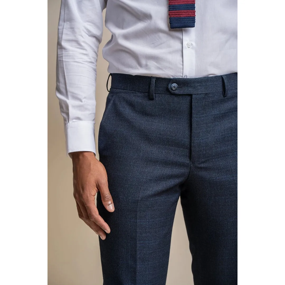 Caridi - Pantaloni da Uomo in Tweed Blu Scuro