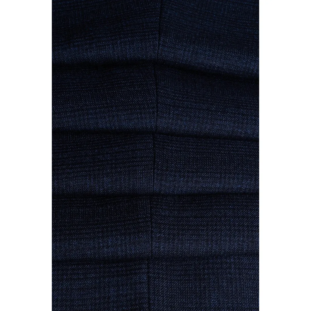 Caridi - Pantaloni da Uomo in Tweed Blu Scuro