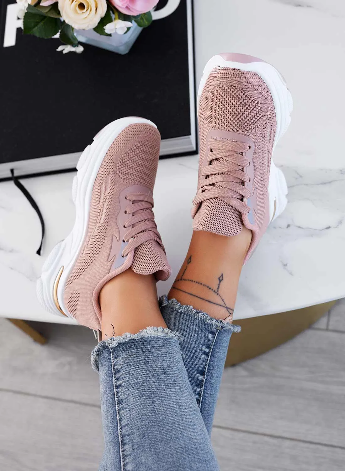 CHIARA - Sneakers rosa in tessuto elastico