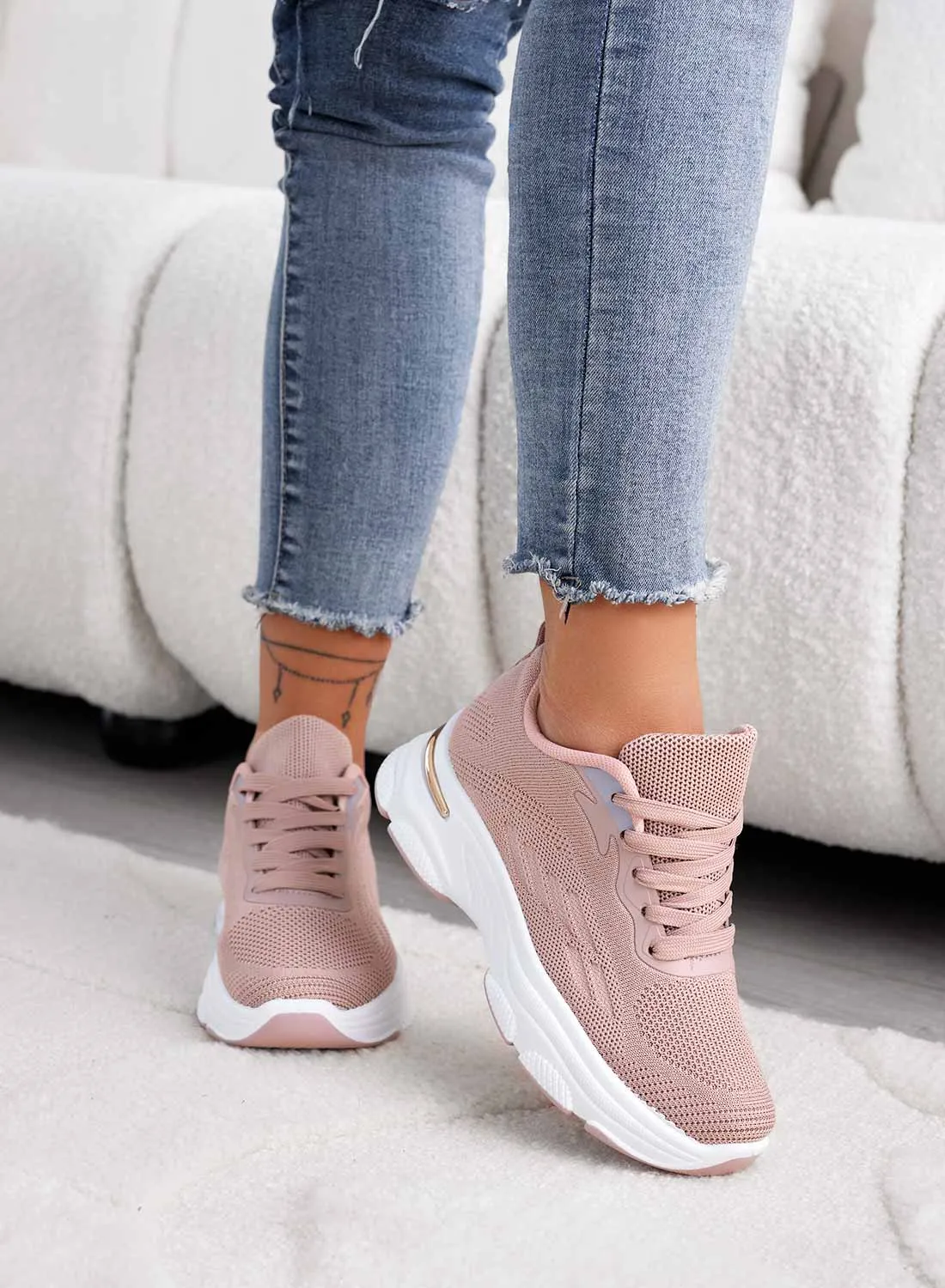 CHIARA - Sneakers rosa in tessuto elastico