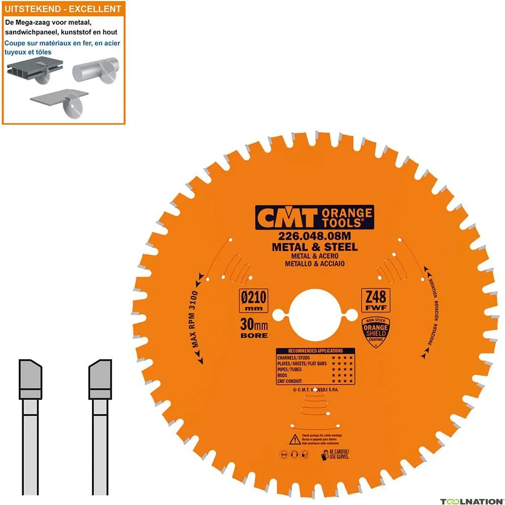 CMT 226.048.08M Lama per metallo e materiali duri 210 x 30 x 48T