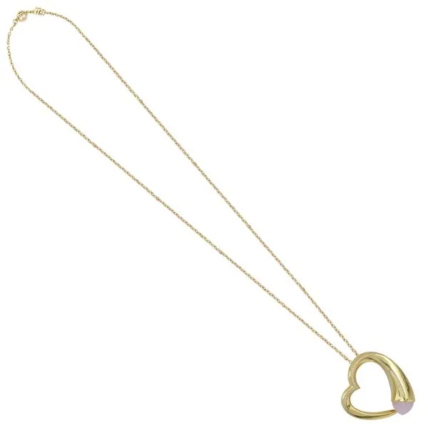 Collana con cuore pendente e cristallo color quarzo rosa    