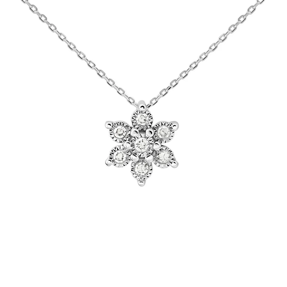 Collana Fiore Sophia Oro Bianco 375/1000 Maglia Forzatina Diamante Bianco 0,05 ct 40+2 cm 1429277