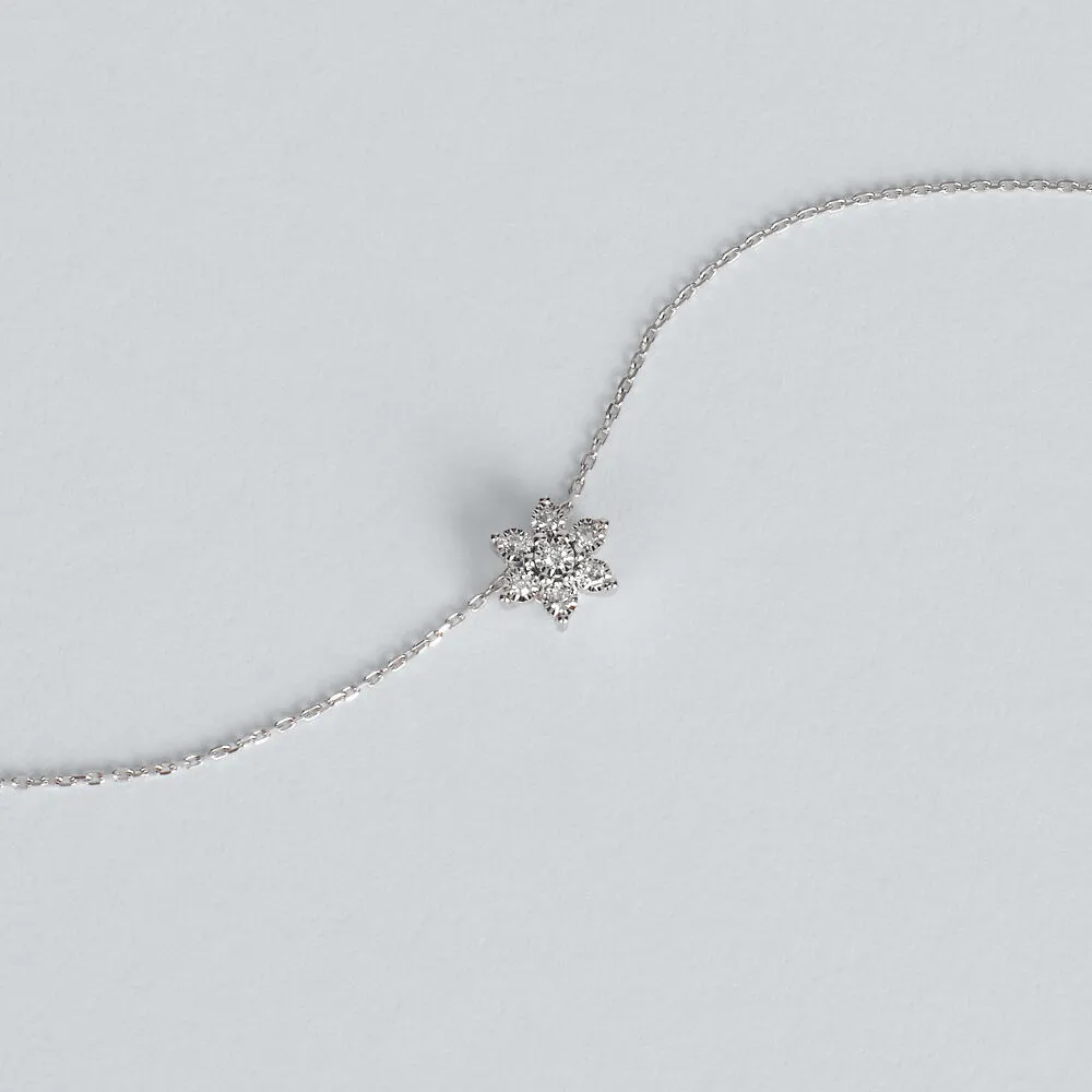 Collana Fiore Sophia Oro Bianco 375/1000 Maglia Forzatina Diamante Bianco 0,05 ct 40+2 cm 1429277