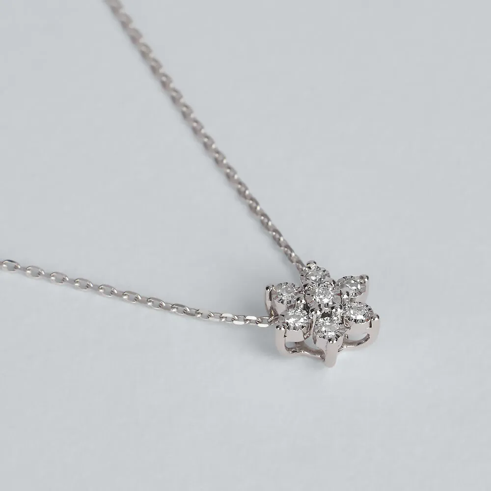 Collana Fiore Sophia Oro Bianco 375/1000 Maglia Forzatina Diamante Bianco 0,05 ct 40+2 cm 1429277
