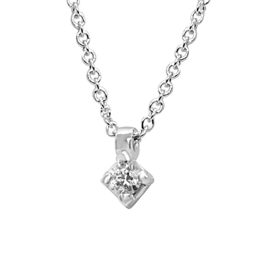 Collana in oro bianco con diamante ct 0.07