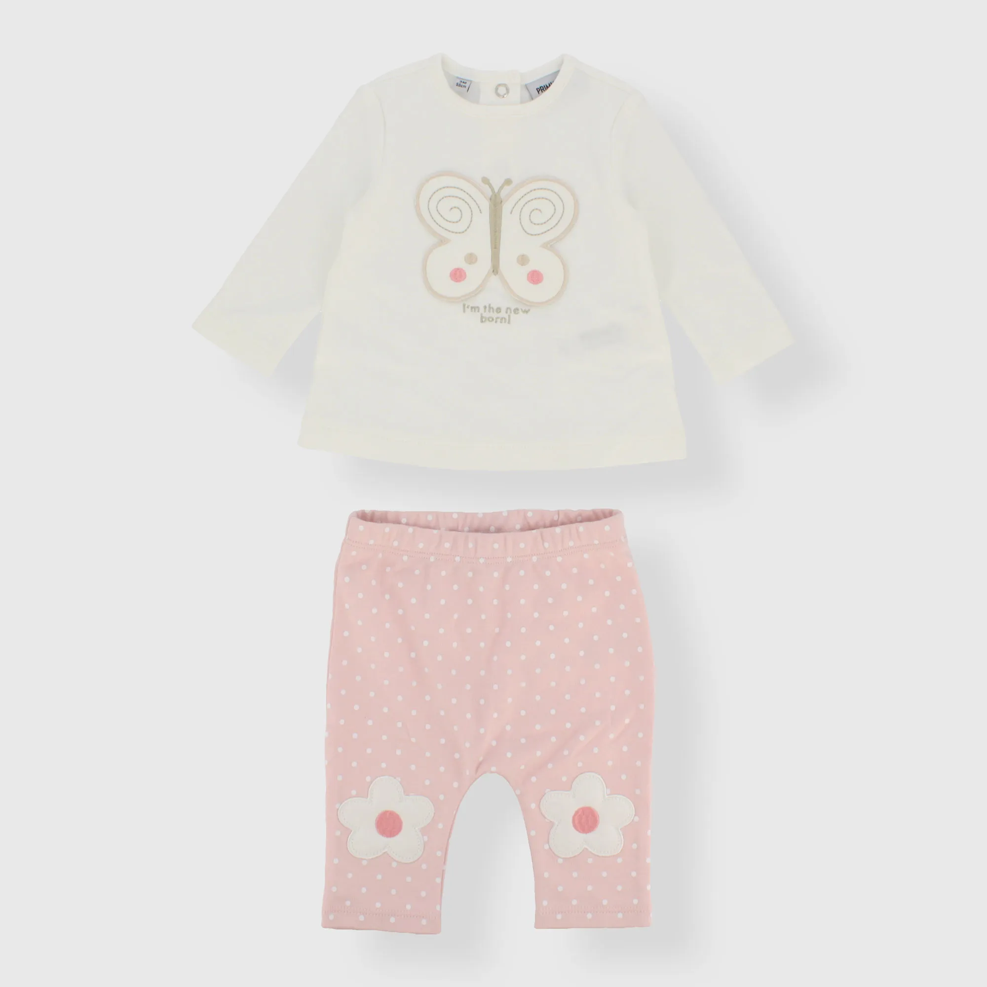 Completo due pezzi da neonata, BIANCO            