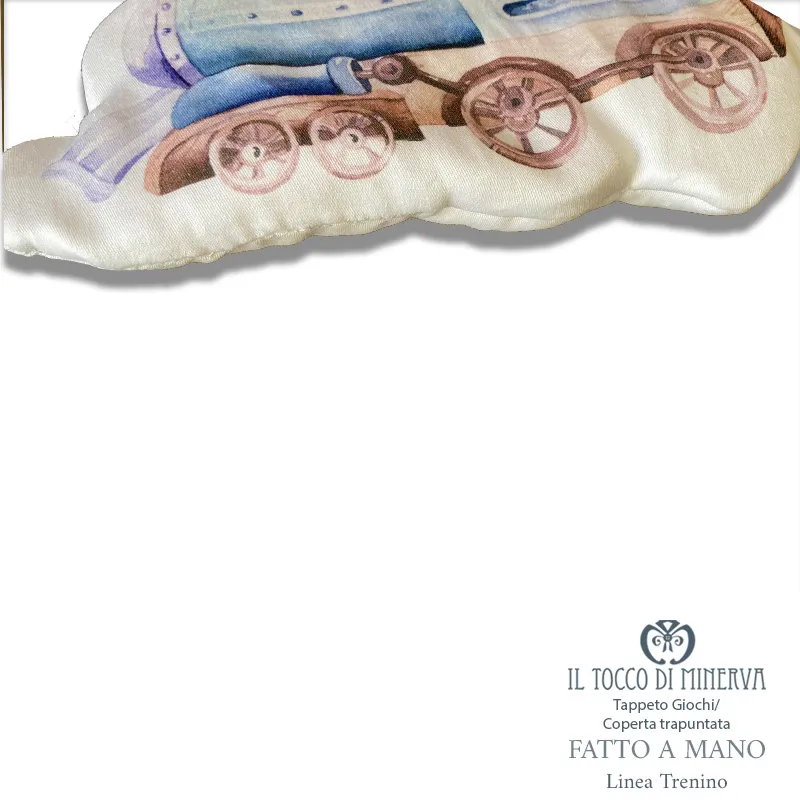 Coperta Mesi neonato Trapuntata Linea Trenino - Fatto a Mano
