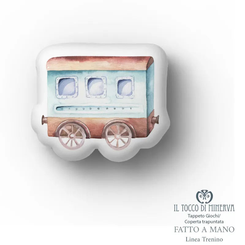 Coperta Mesi neonato Trapuntata Linea Trenino - Fatto a Mano