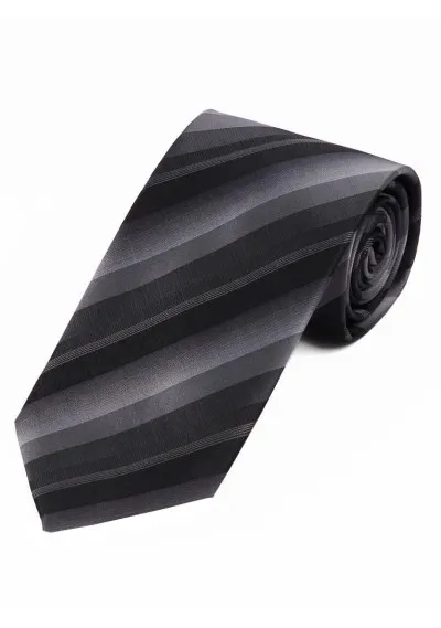 Cravatta a righe lunghe argento nero