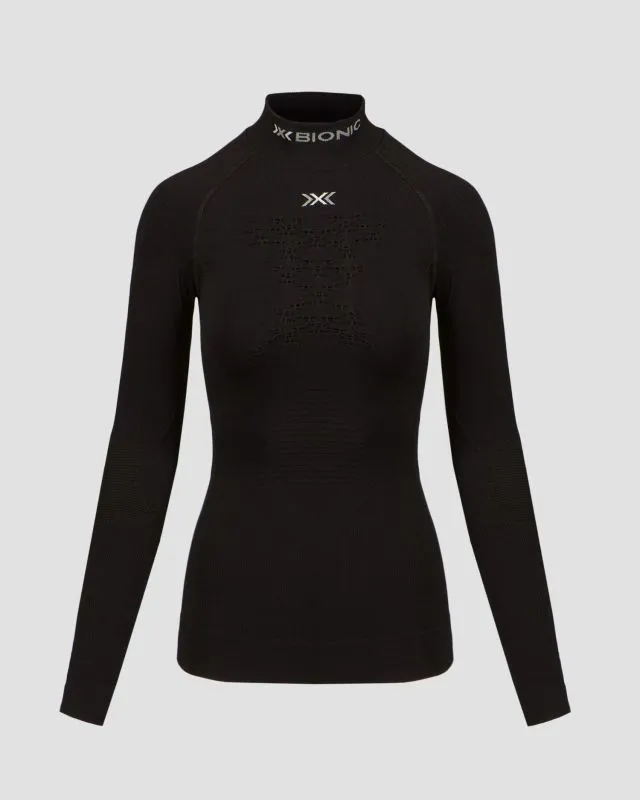 Czarny longsleeve termoaktywny damski z wysokim kołnierzem X-Bionic Energy Accumulator 4.0 Turtle Neck LG SL eawt18w22w-b002