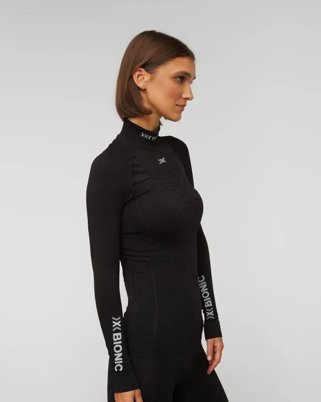 Czarny longsleeve termoaktywny damski z wysokim kołnierzem X-Bionic Energy Accumulator 4.0 Turtle Neck LG SL eawt18w22w-b002